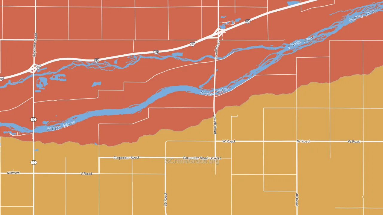 Lowell, NE Map of Murder Rates