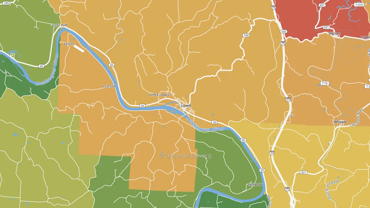 Lowell, OH Map of Murder Rates