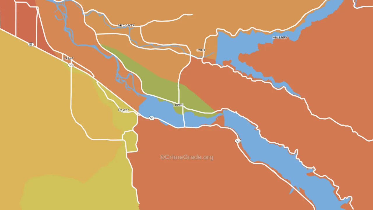 Lowell, OR Map of Murder Rates