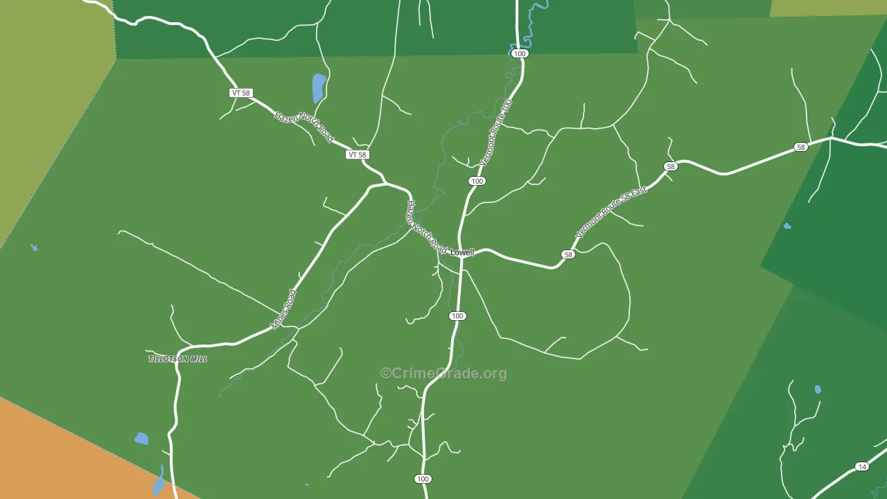 Lowell, VT Map of Murder Rates