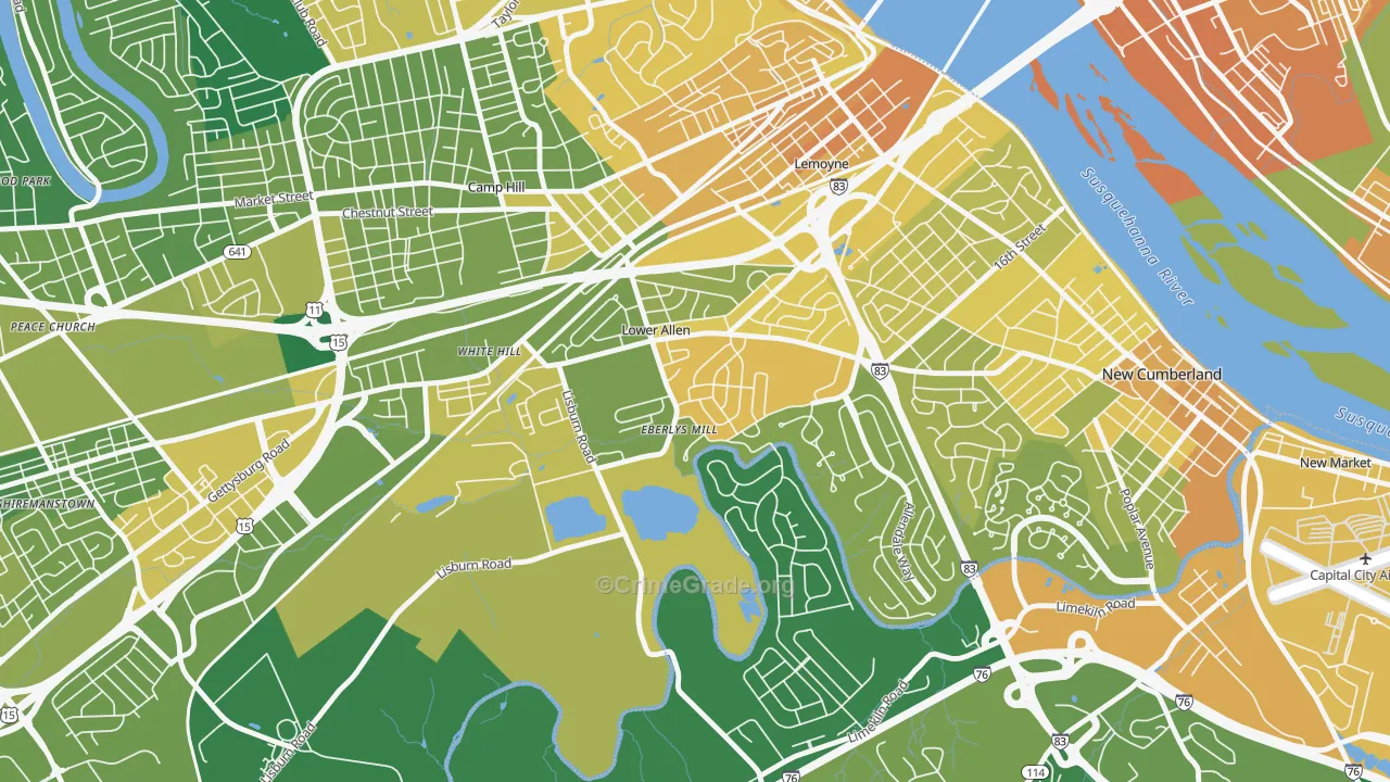 Lower Allen, PA Map of Murder Rates