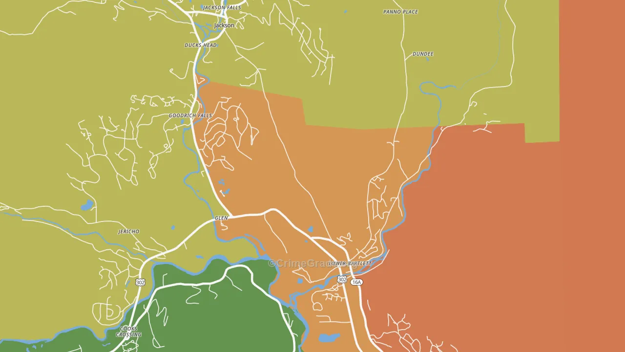 Lower Bartlett, NH Map of Murder Rates