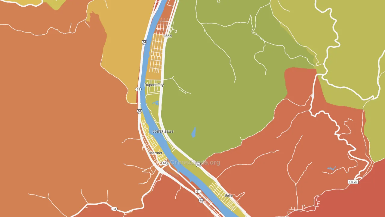 Lower Belle, WV Map of Murder Rates