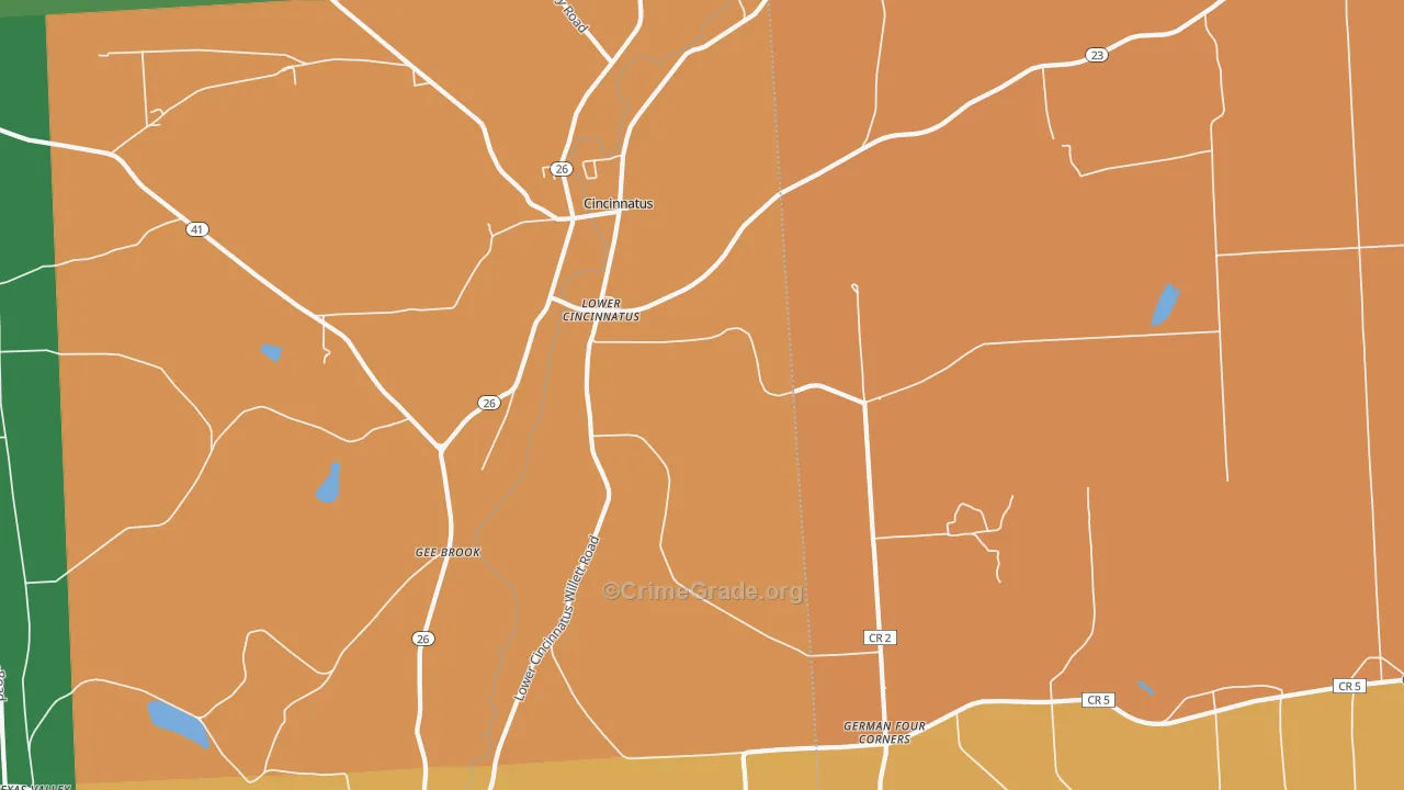 Lower Cincinnatus, NY Map of Murder Rates
