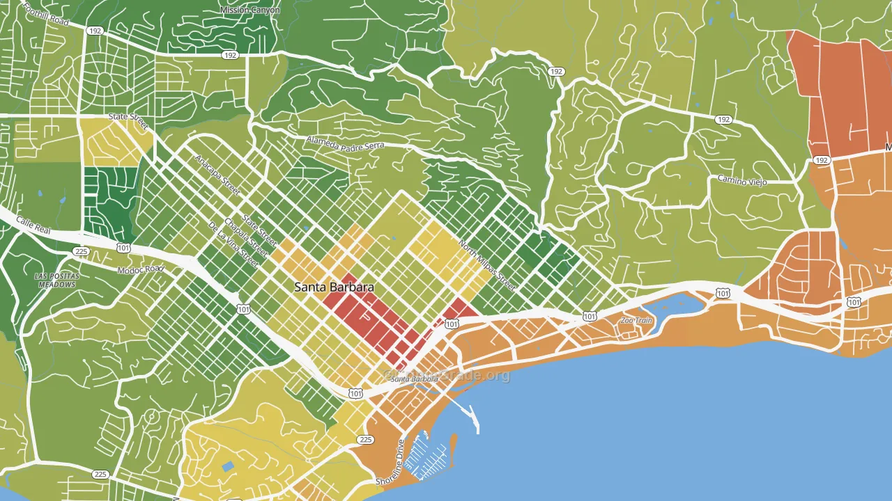 Lower East, Santa Barbara, CA Map of Murder Rates