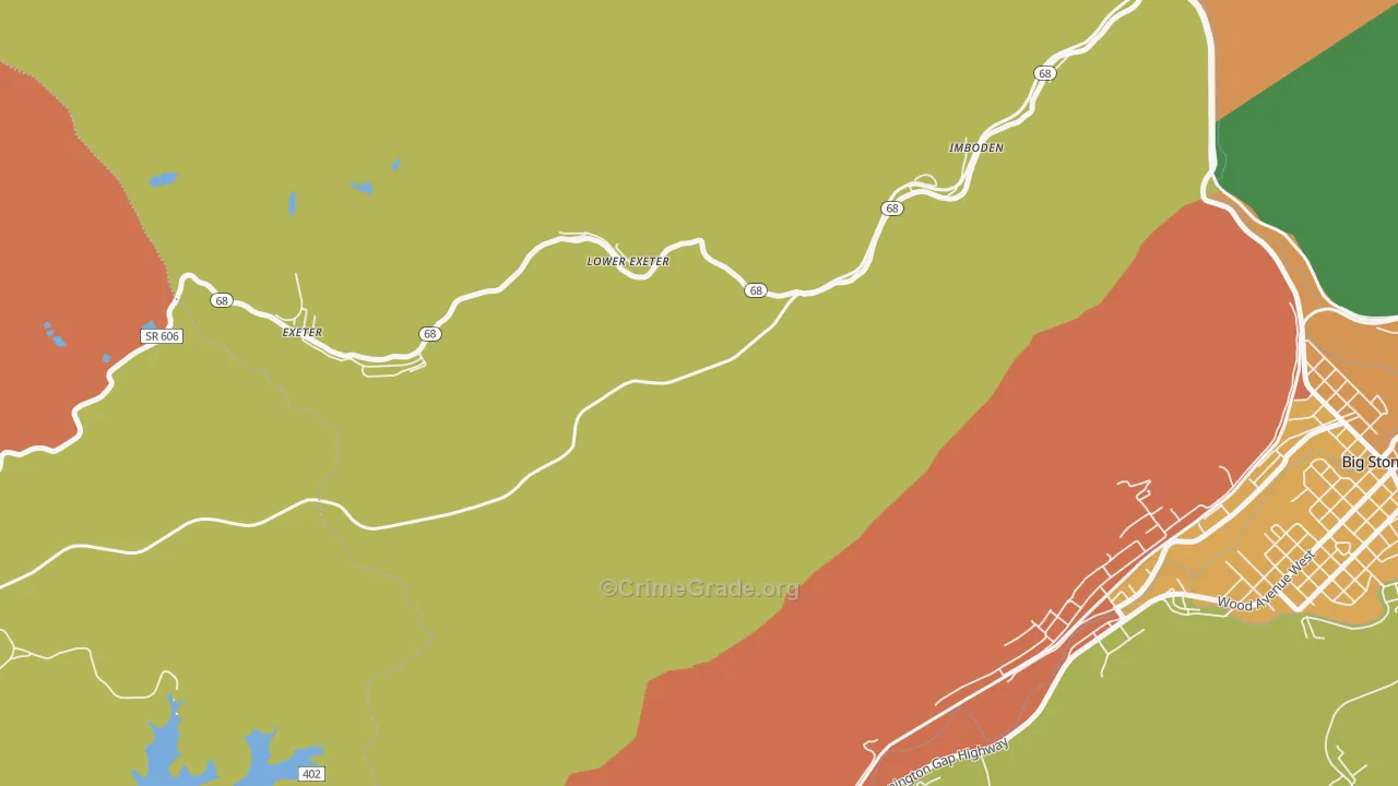 Lower Exeter, VA Map of Murder Rates