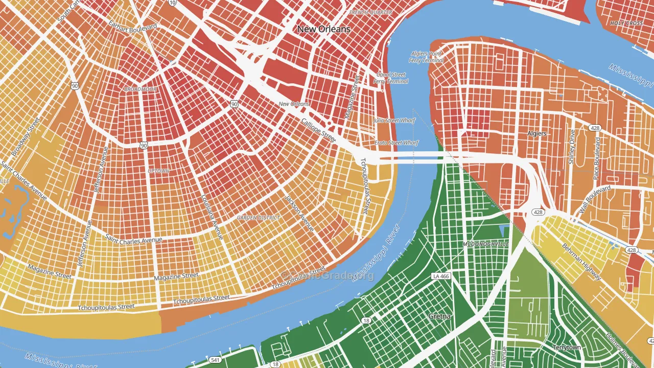 Lower Garden District, New Orleans, LA Map of Murder Rates