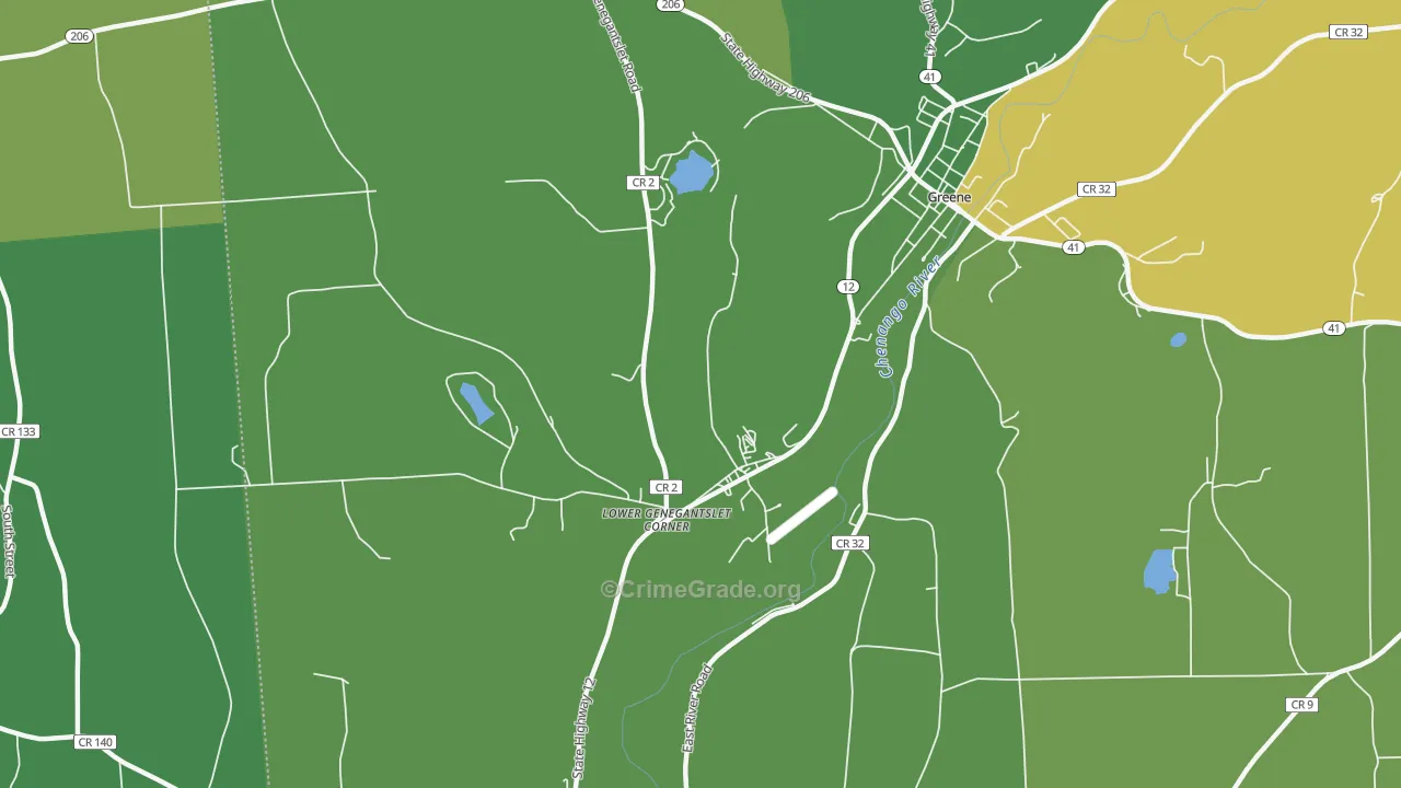 Lower Genegantslet Corner, NY Map of Murder Rates
