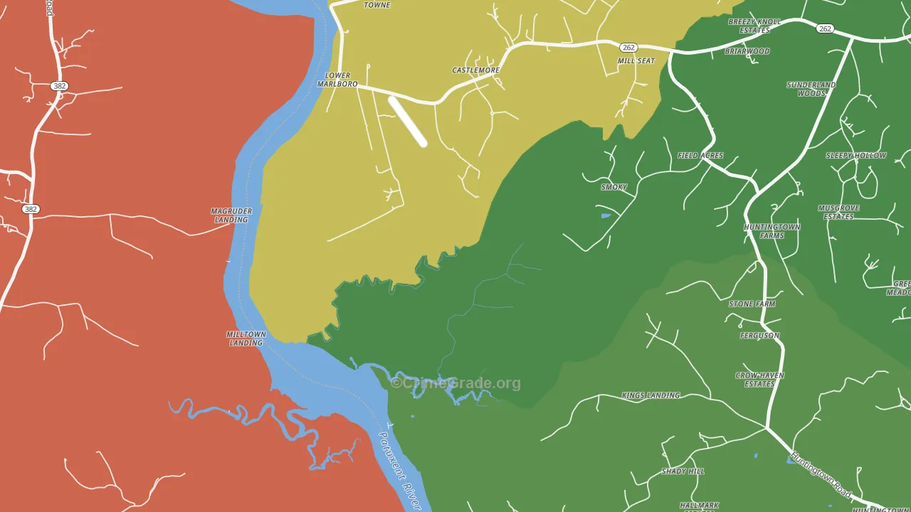 Lower Marlboro, MD Map of Murder Rates