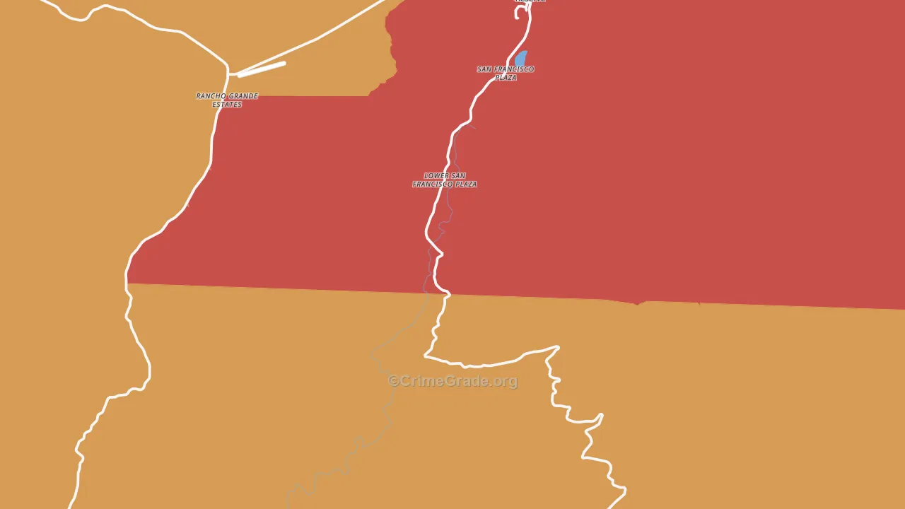 Lower San Francisco Plaza, NM Map of Murder Rates
