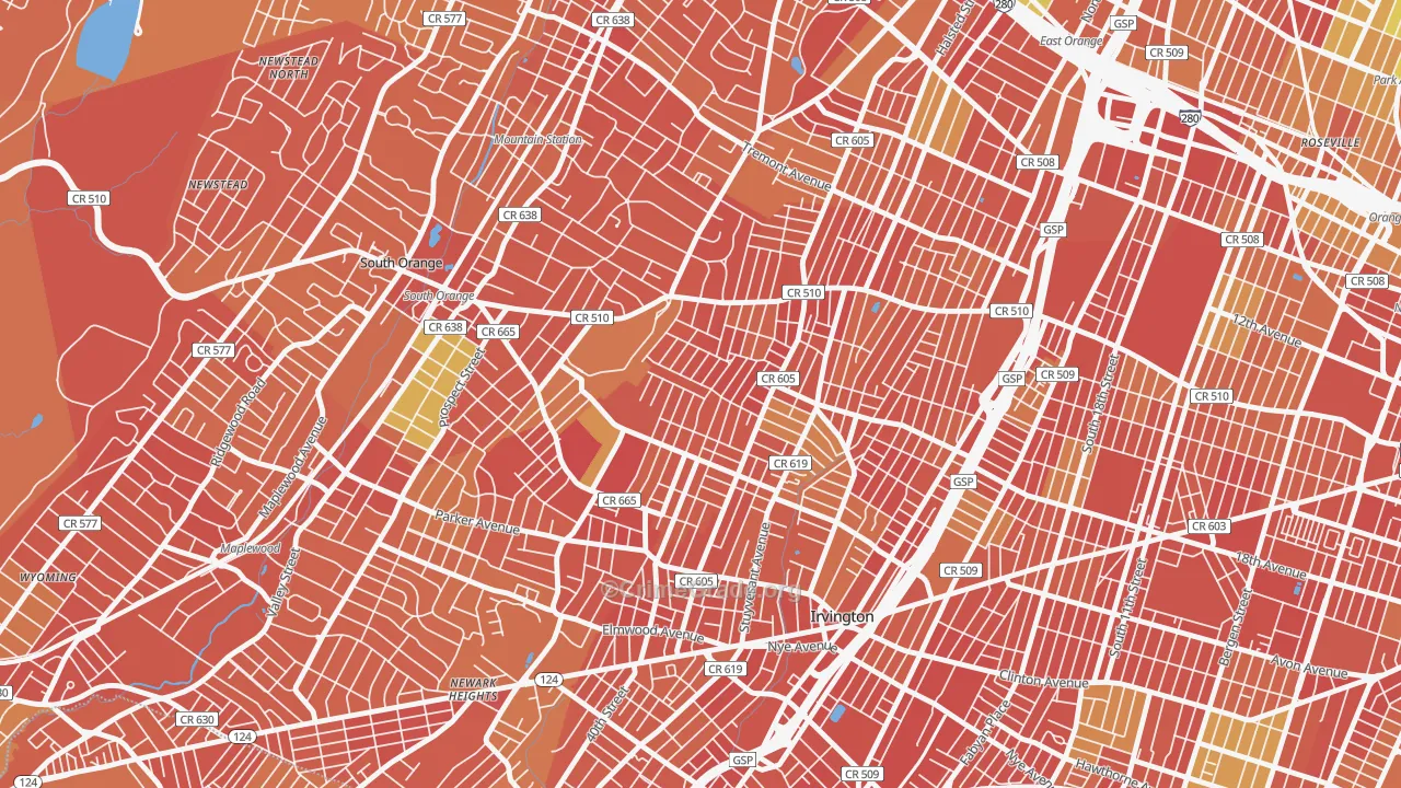 Lower Vailsburg, Newark, NJ Map of Murder Rates