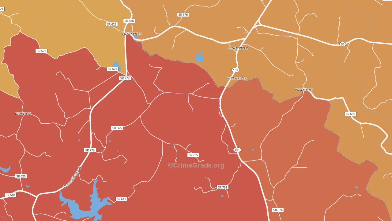 Lowesville, VA Map of Murder Rates