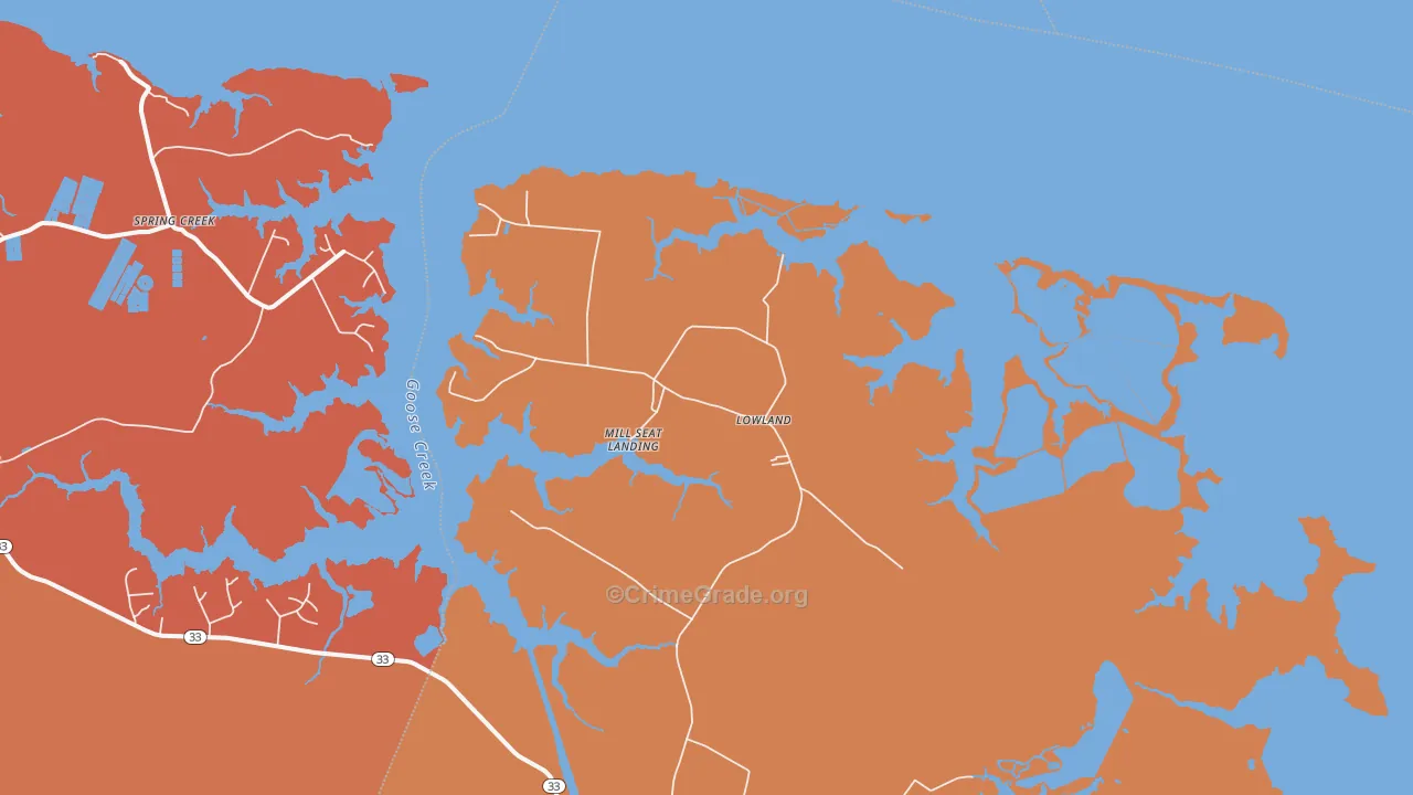 Lowland, NC Map of Murder Rates