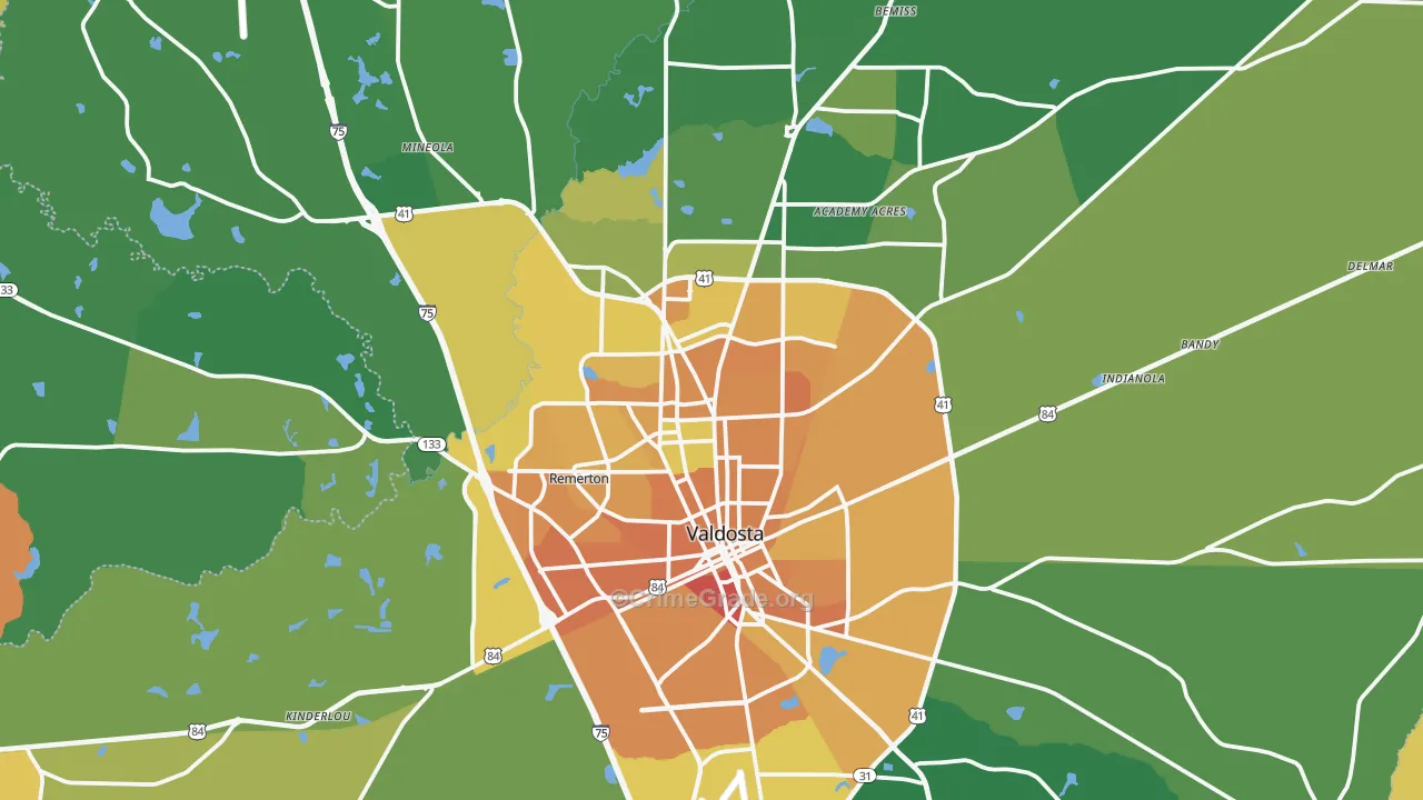 Lowndes County, GA Map of Murder Rates