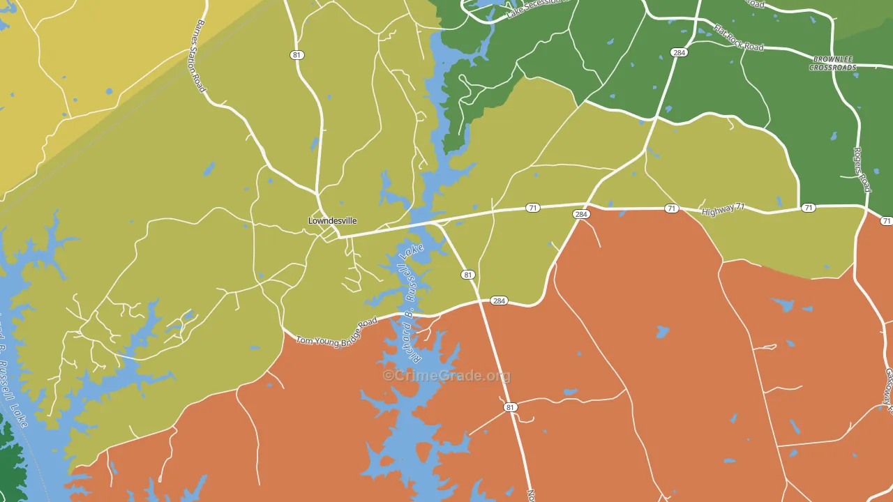 Lowndesville, SC Map of Murder Rates