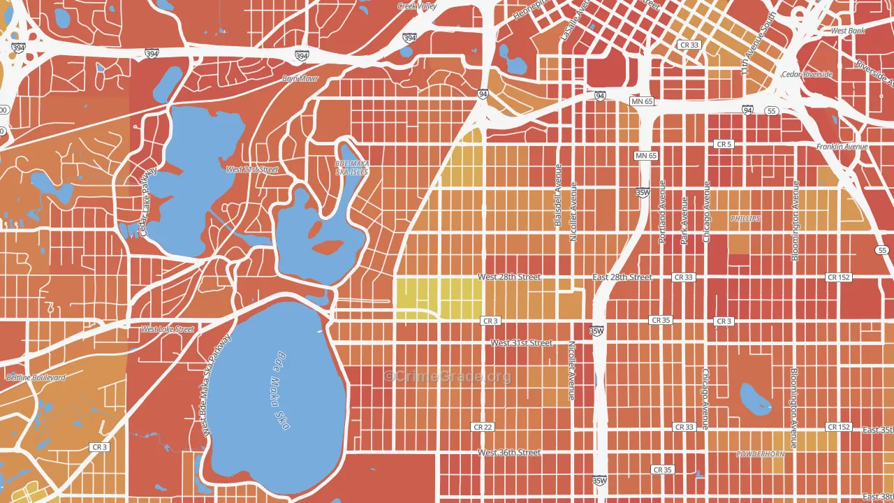 Lowry Hill East, Minneapolis, MN Map of Murder Rates