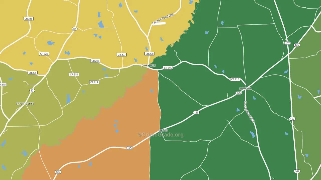 Lowry Mill, AL Map of Murder Rates