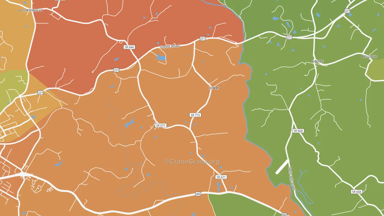 Lowry, VA Map of Murder Rates