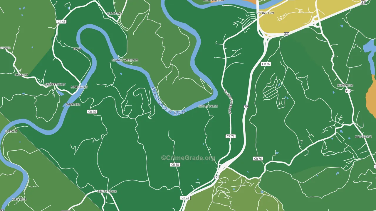 Lowsville, WV Map of Murder Rates
