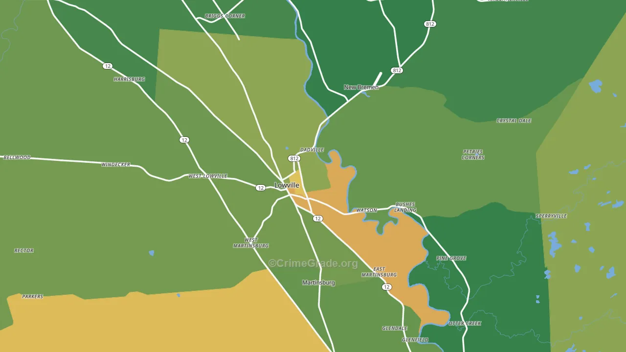 Lowville, NY Map of Murder Rates