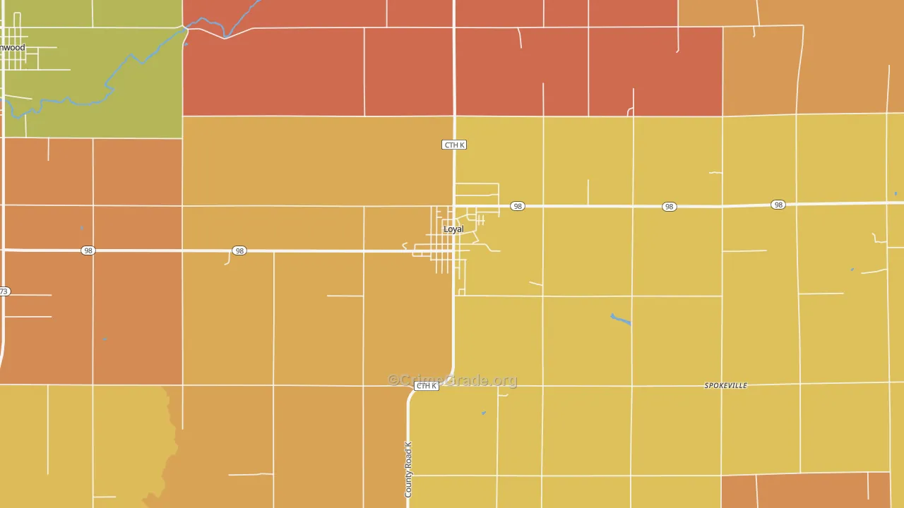 Loyal, WI Map of Murder Rates
