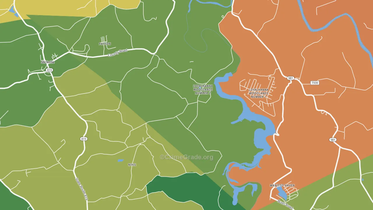 Loyalhanna Woodlands Number 2, PA Map of Murder Rates