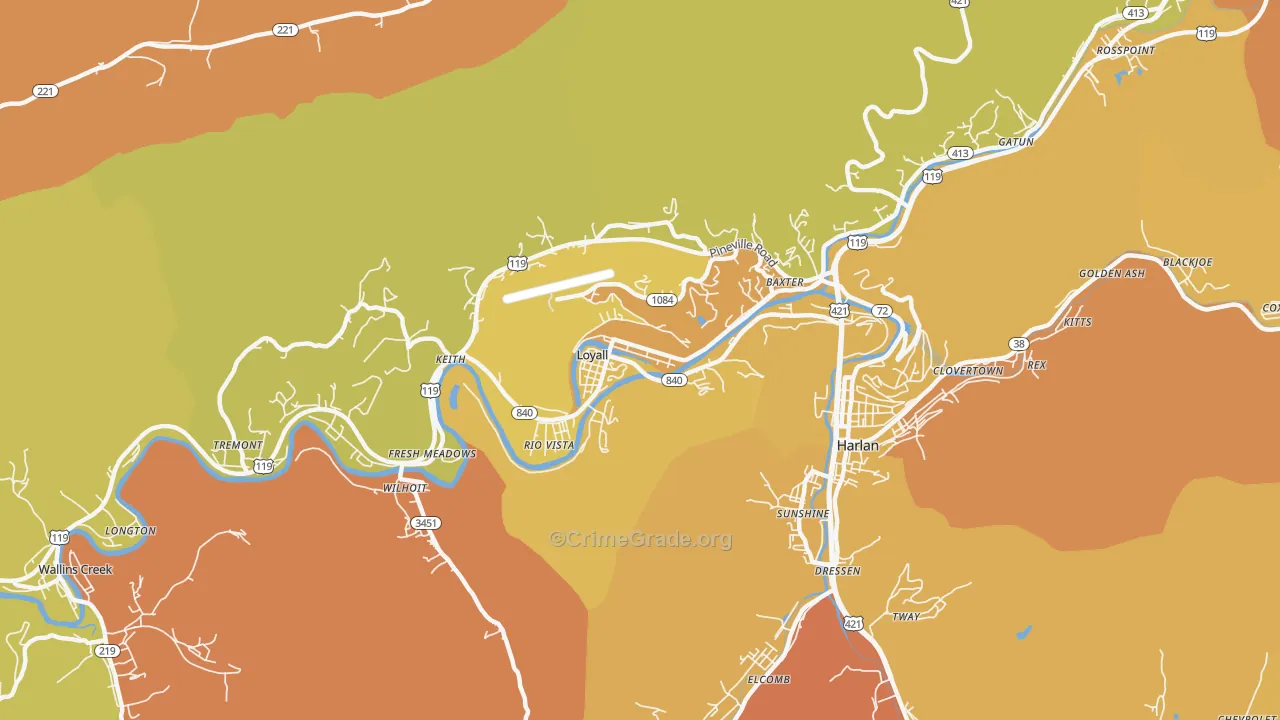 Loyall, KY Map of Murder Rates
