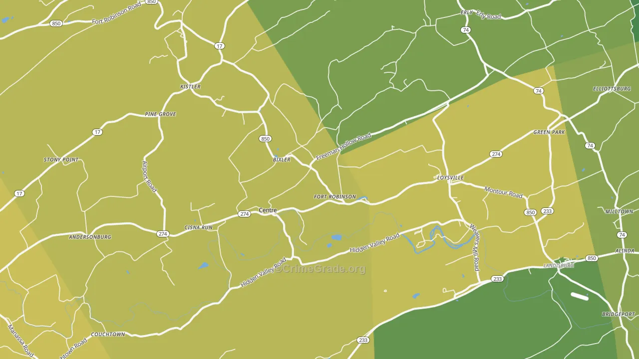 Loysville, PA Map of Murder Rates
