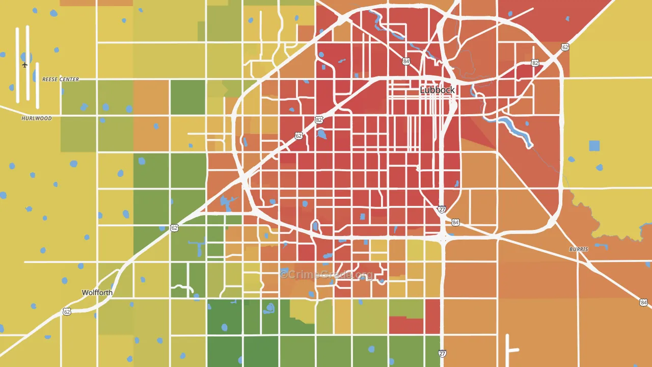Lubbock, TX Map of Murder Rates
