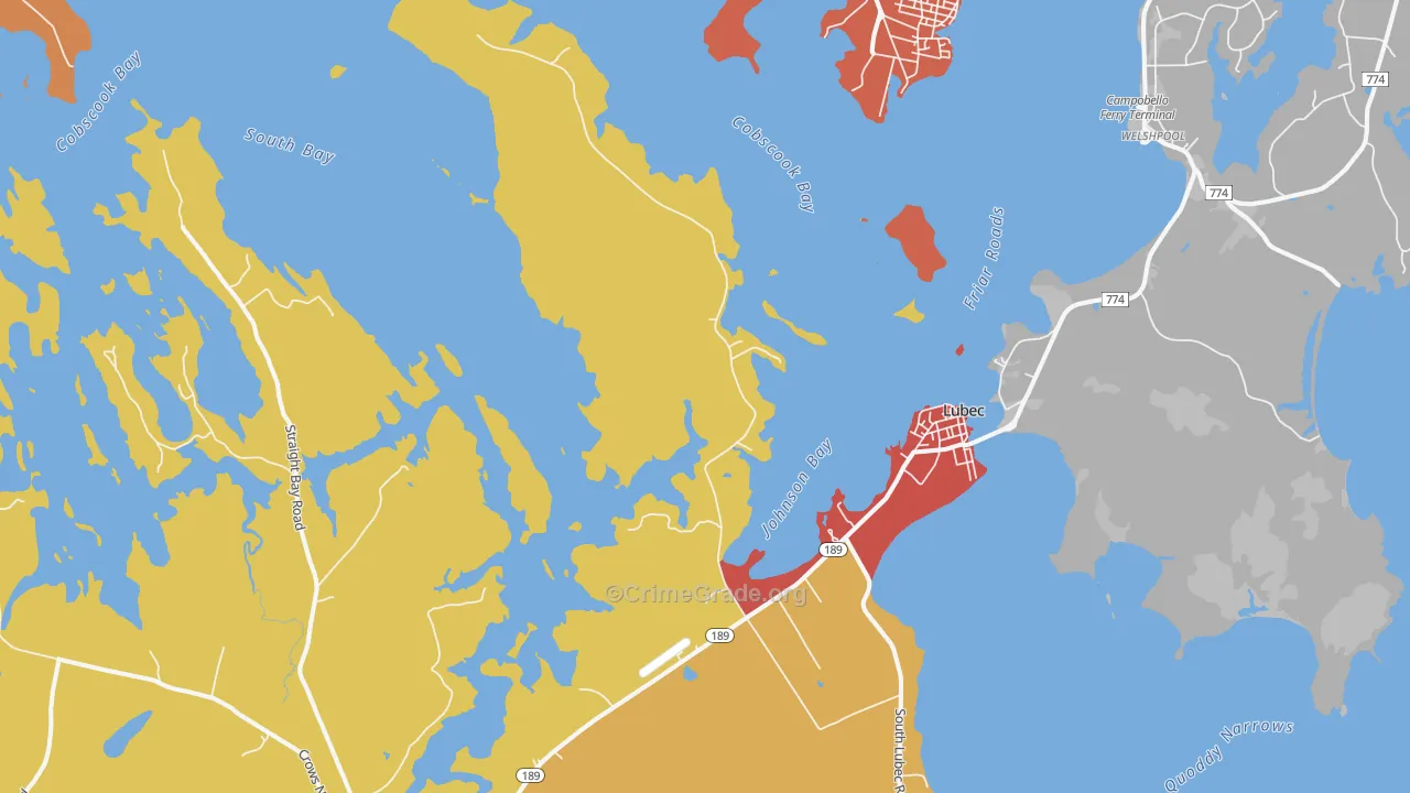 Lubec, ME Map of Murder Rates