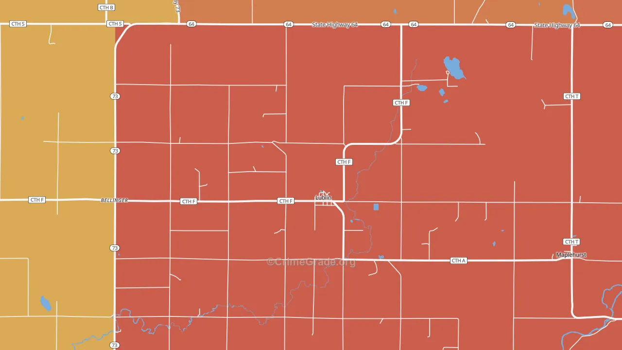 Lublin, WI Map of Murder Rates