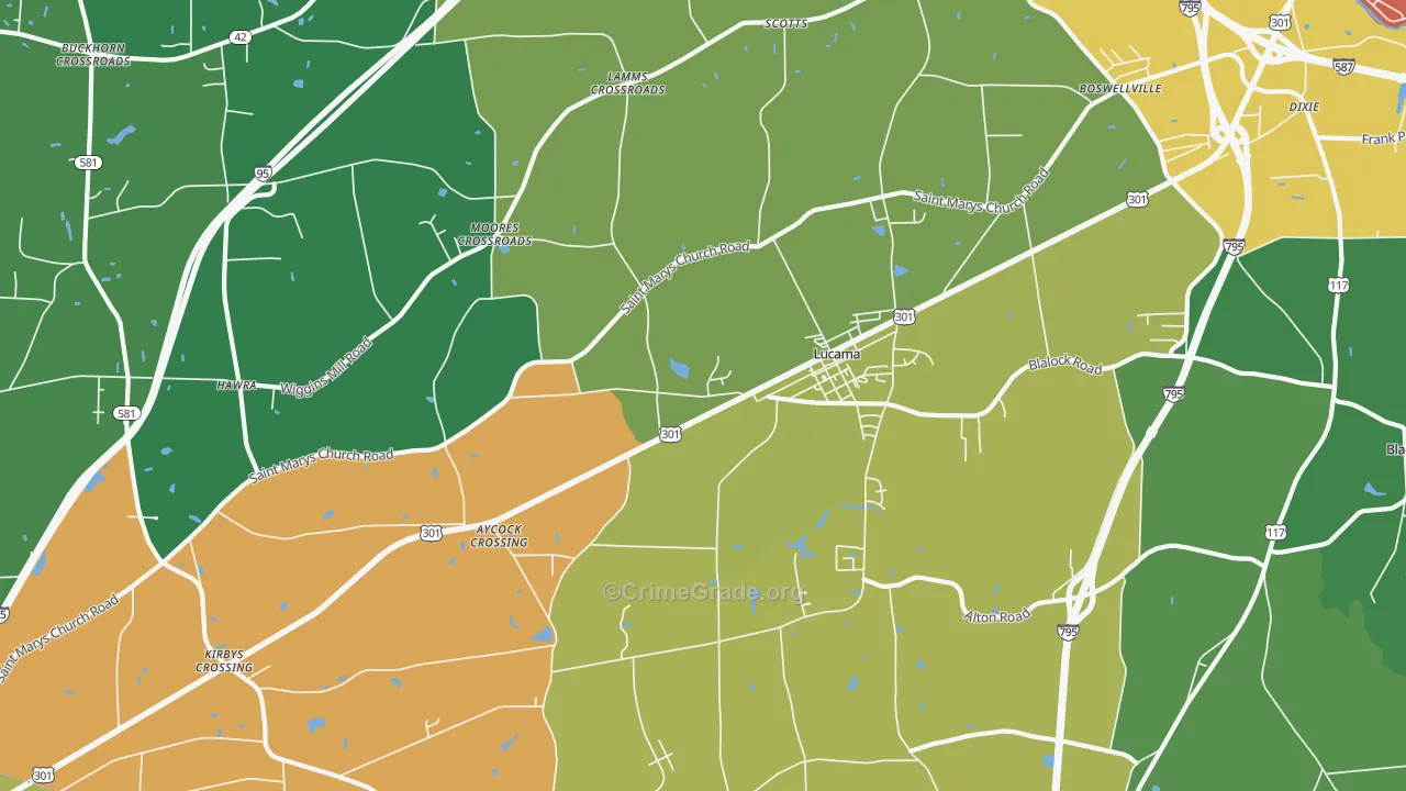Lucama, NC Map of Murder Rates
