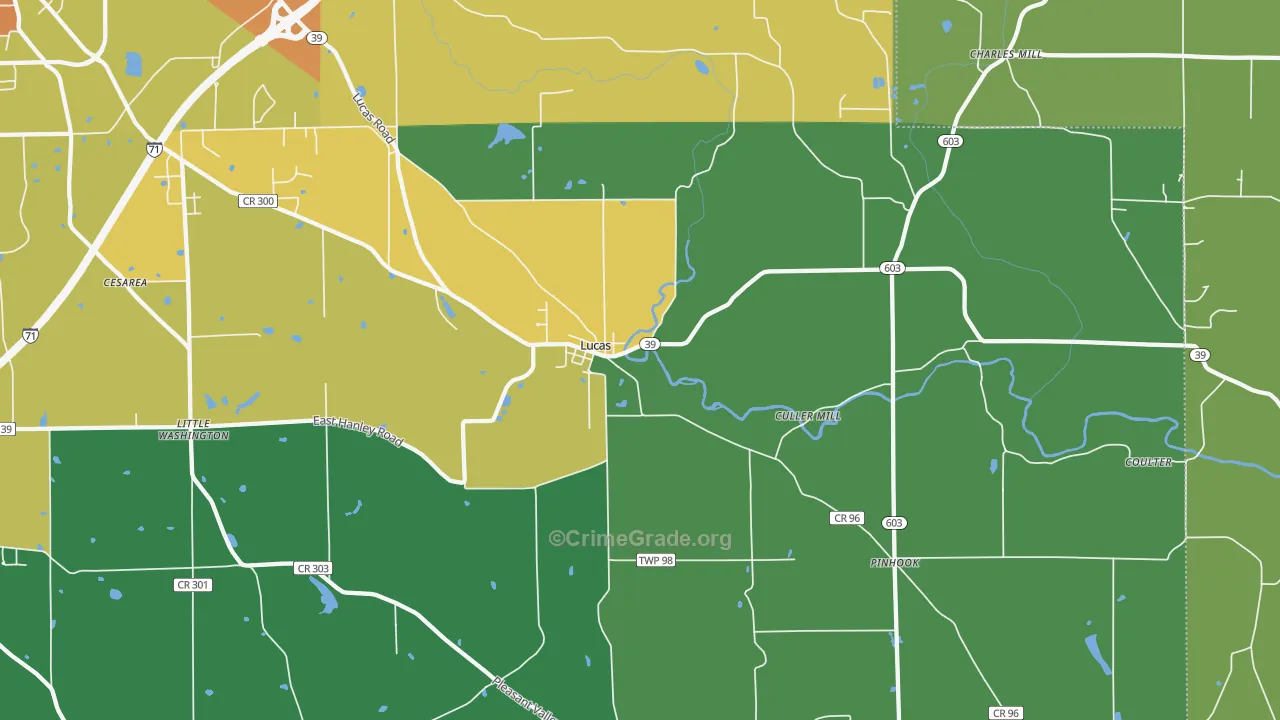 Lucas, OH Map of Murder Rates