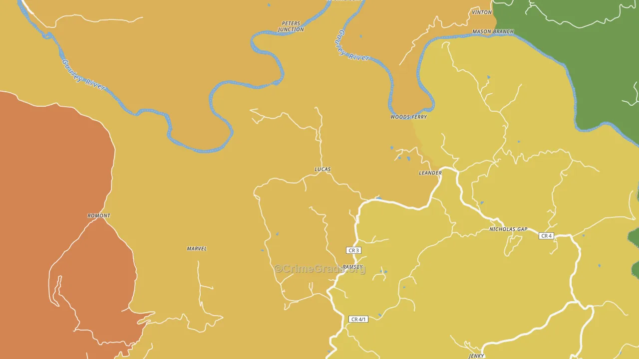 Lucas, WV Map of Murder Rates