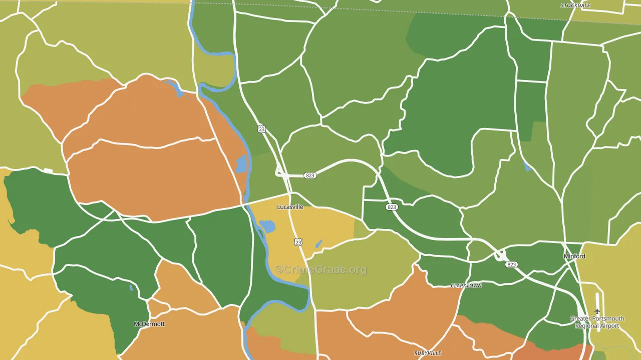 Lucasville, OH Map of Murder Rates