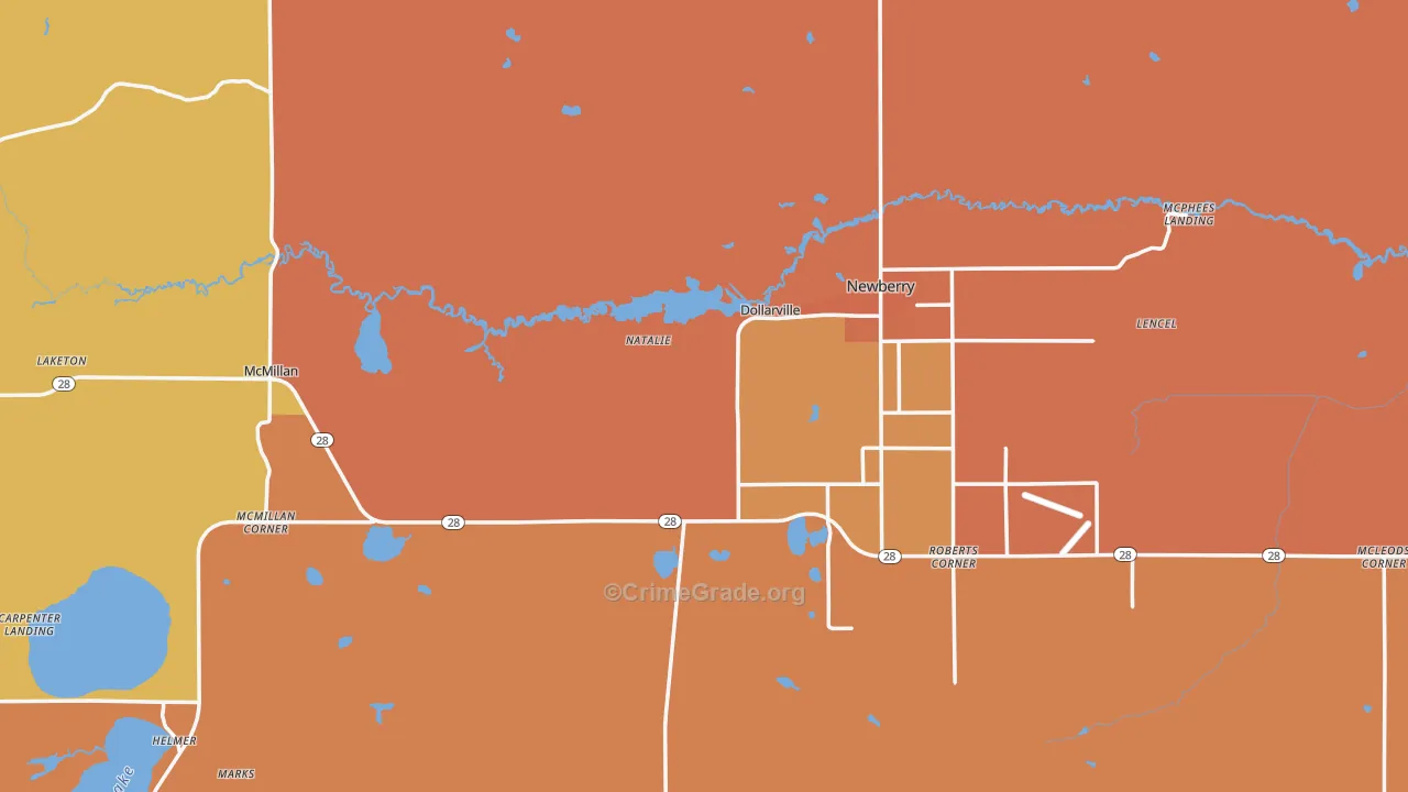 Luce County, MI Map of Murder Rates
