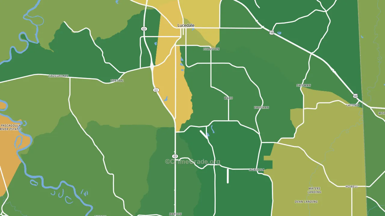 Lucedale, MS Map of Murder Rates