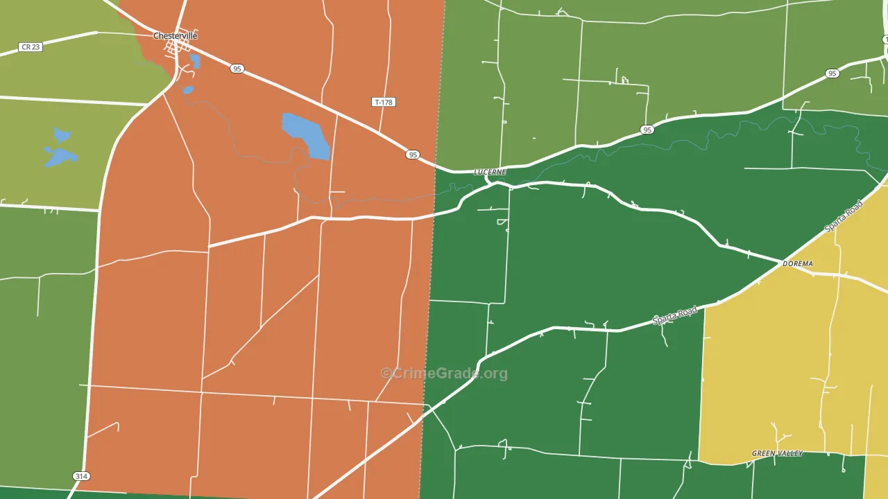 Lucerne, OH Map of Murder Rates