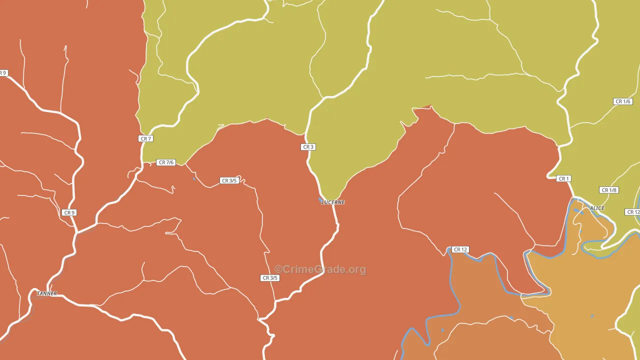 Lucerne, WV Map of Murder Rates