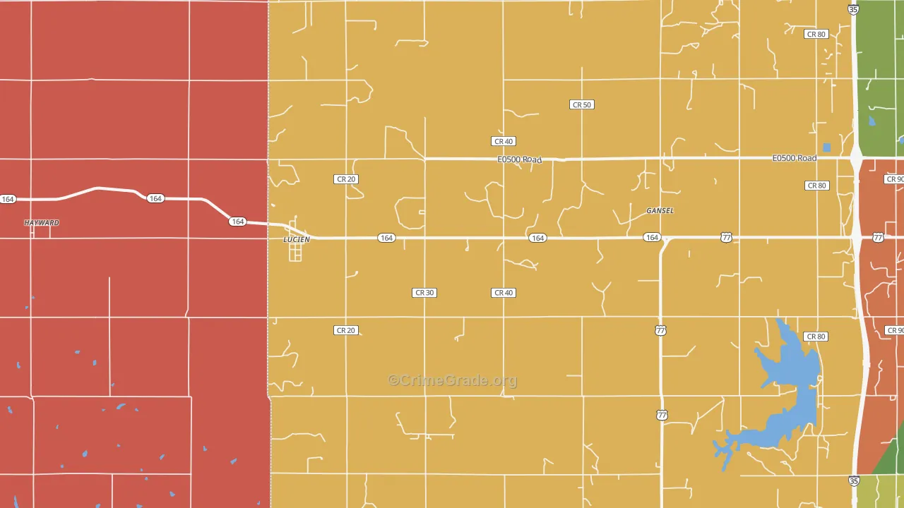 Lucien, OK Map of Murder Rates