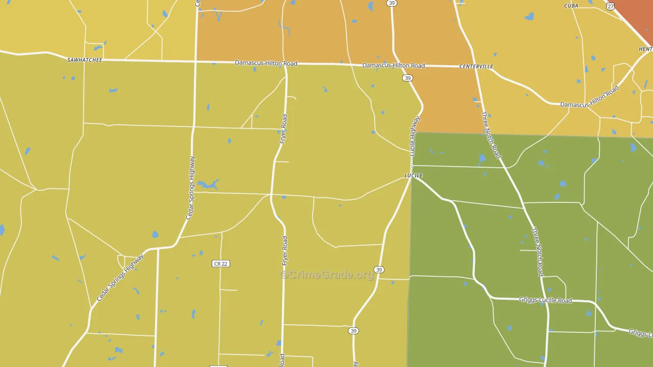 Lucile, GA Map of Murder Rates