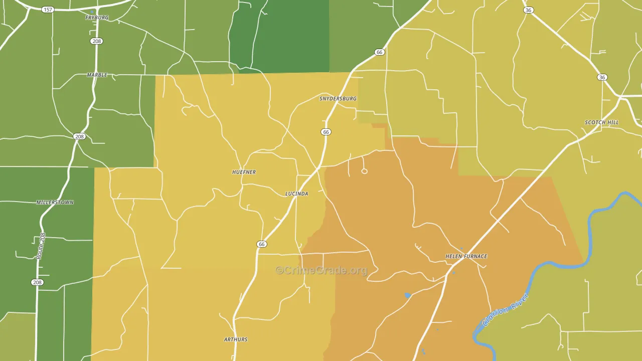 Lucinda, PA Map of Murder Rates