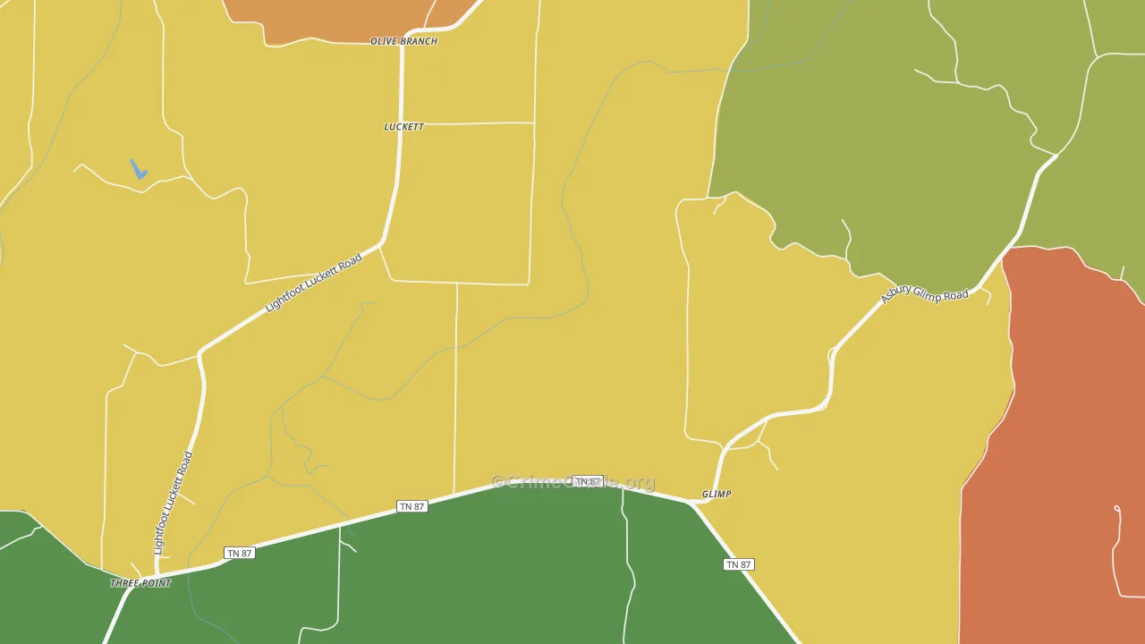 Luckett, TN Map of Murder Rates