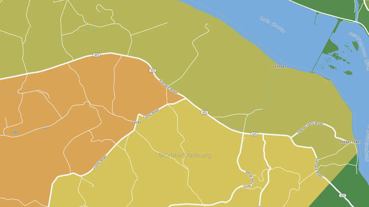 Lucky, PA Map of Murder Rates