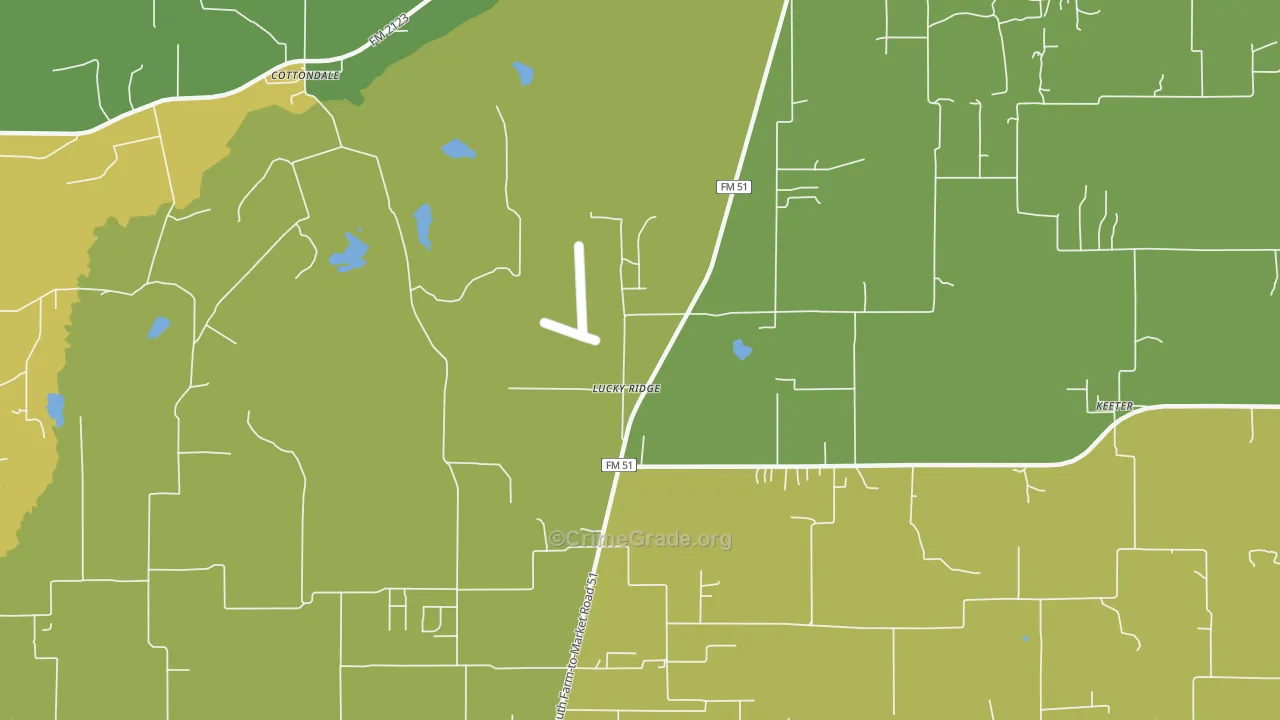 Lucky Ridge, TX Map of Murder Rates
