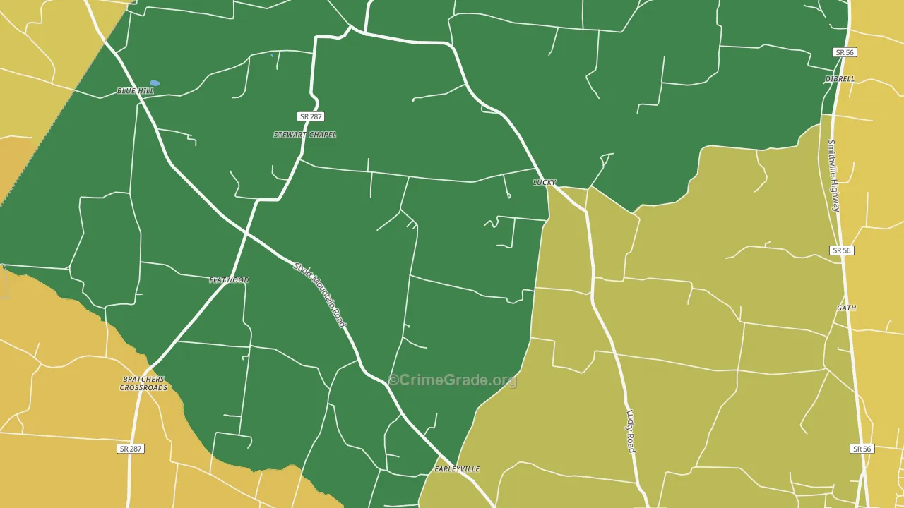 Lucky, TN Map of Murder Rates