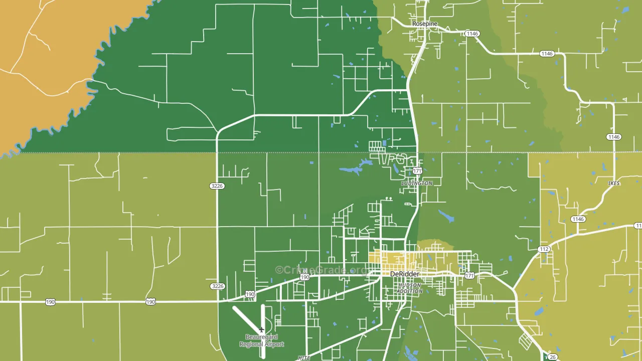Ludington, LA Map of Murder Rates