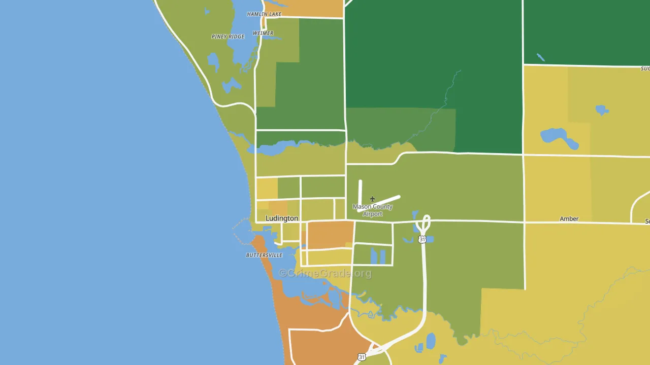 Ludington, MI Map of Murder Rates