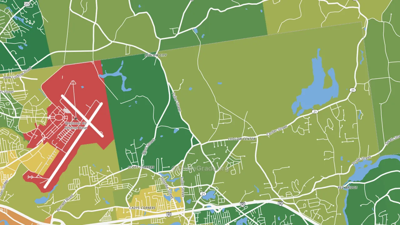Ludlow Center, MA Map of Murder Rates