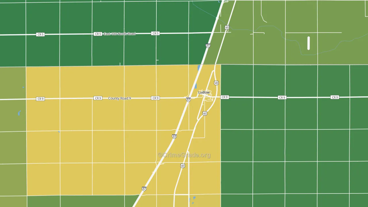 Ludlow, IL Map of Murder Rates